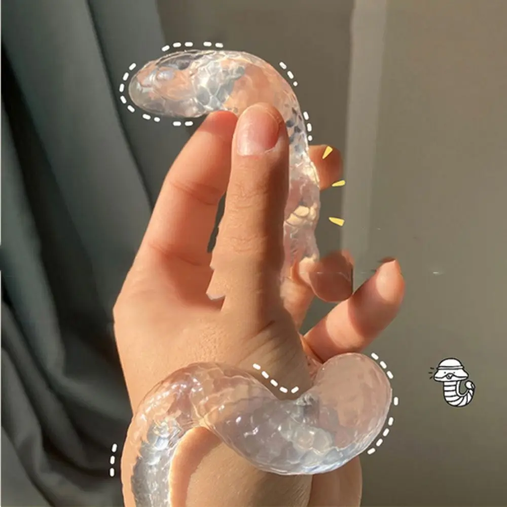 Handmade Slow Rebound Snake Toy Slow Rise Sticky Ultra Moist Transparent Snake Squeeze Toy Kawaii Soft Snake Pinch Toy