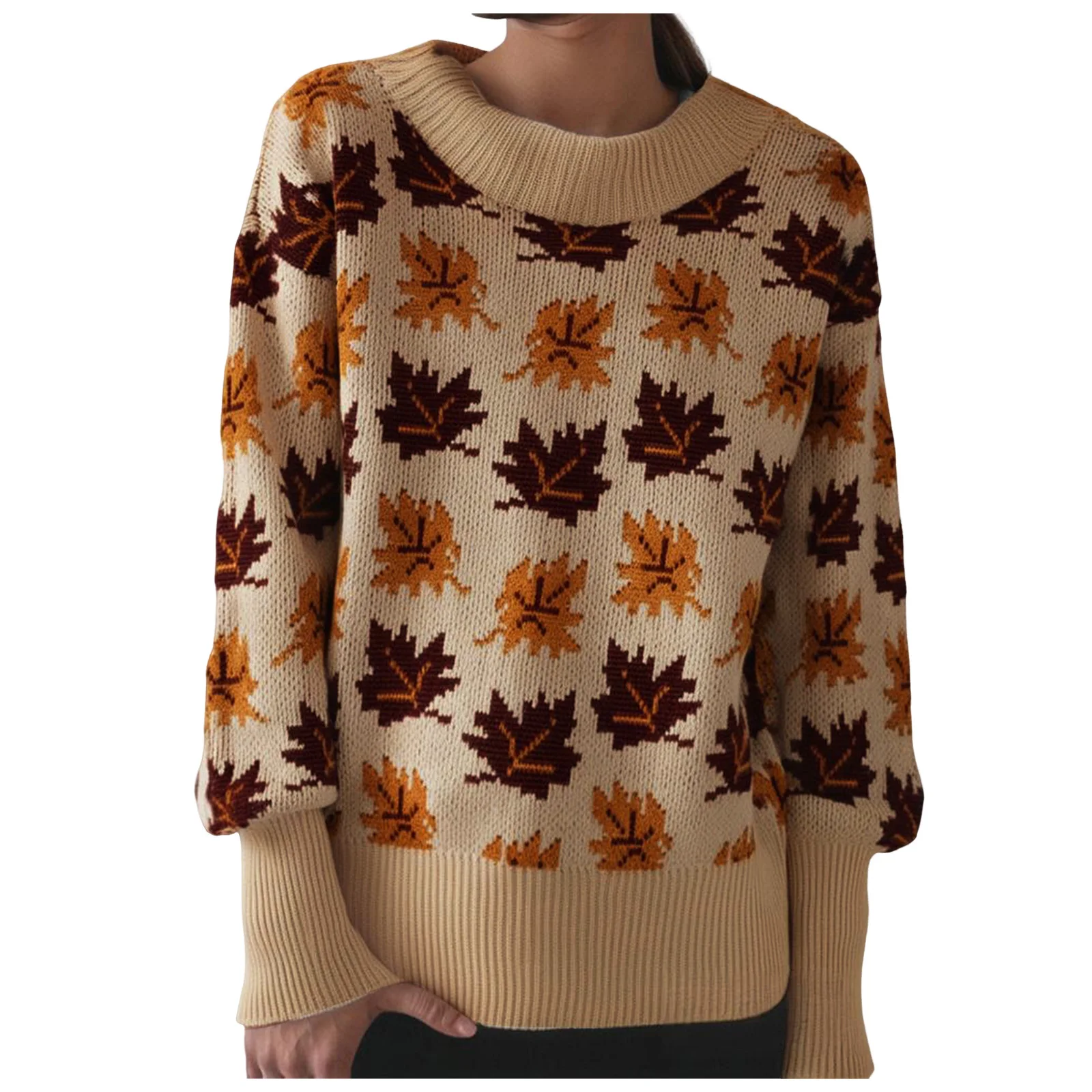 بلوفر جديد للنساء سترات محبوكة مطبوعة غير رسمية بأكمام طويلة ورقبة دائرية سترة خريفية ملابس شتوية للسيدات svître femenskie