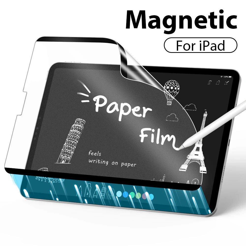 

Magnetic Film Screen Protector For Ipad Pro 13 11 12.9 10 9 9th 10th Generation Air 5 4 3 Mini 6 10.2 10.9 M4 M2 Like Paper Film