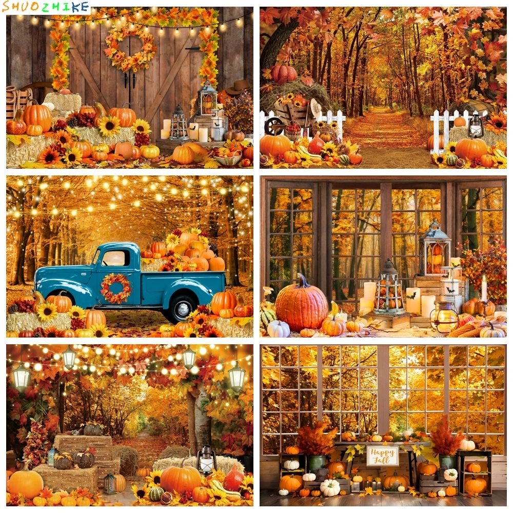 

Autumn Forest Series Kids Photography Backgrounds Halloween Fall Leaves Portraits Portraits Baby Photo Banner Holiday Background