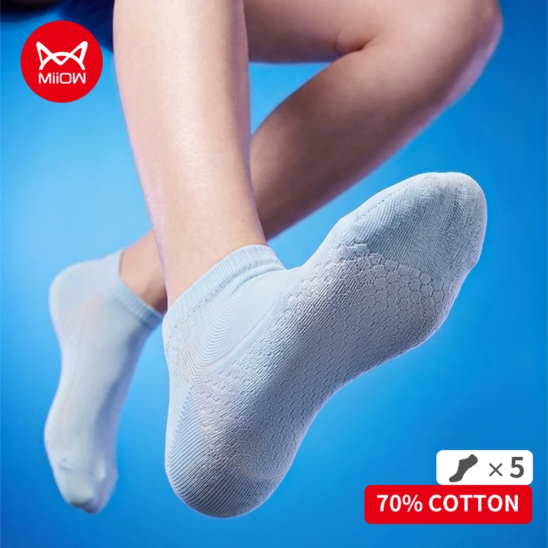MiiOW 5 Pairs Short Socks Women's Cotton Deodorant Boat Socks Candy Color Ankle Sock Antibacterial Breathable Woman Low Cut Sock