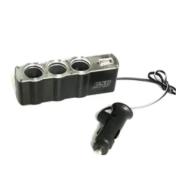 Enchufe divisor de corriente para encendedor de cigarrillos de coche, adaptador de cargador USB CC, 12V, 3 vías, inusual