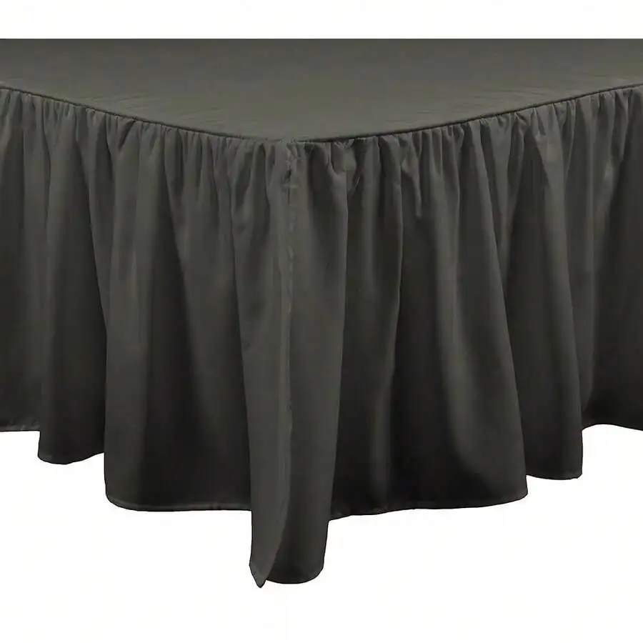 

Dark Grey Solid Bed Skirt With Elastic Fit 15 Inch Drop Wrinkle Fade Resistant