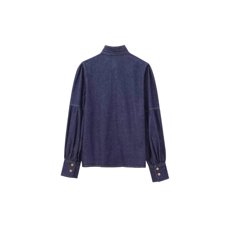 Lace-up Bow Women's Denim Shirt