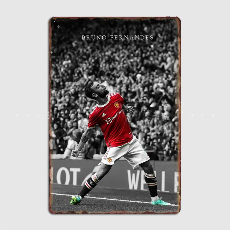 Bruno Fernandes Football Player Poster Metal Sign Portugal Football Club Tin Custom Indoor Home Wall Decor Room Decor