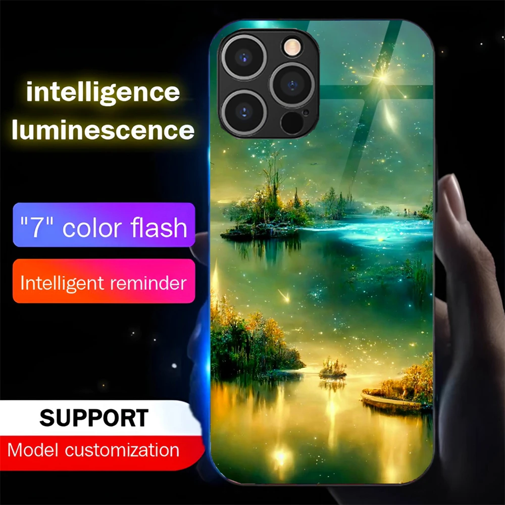 Moonlight Night Scene Sound Music Control Led Light Phone Case Glowing Cover For iPhone Air 17 16 15 14 13 12 11 Pro Max Plus view 3