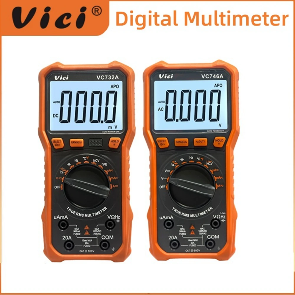 Vici 6000 Counts Auto Range Digital Multimeter True RMS REL NCV Anti-burn Electrician Maintenance Multimeters Torch Data Hold