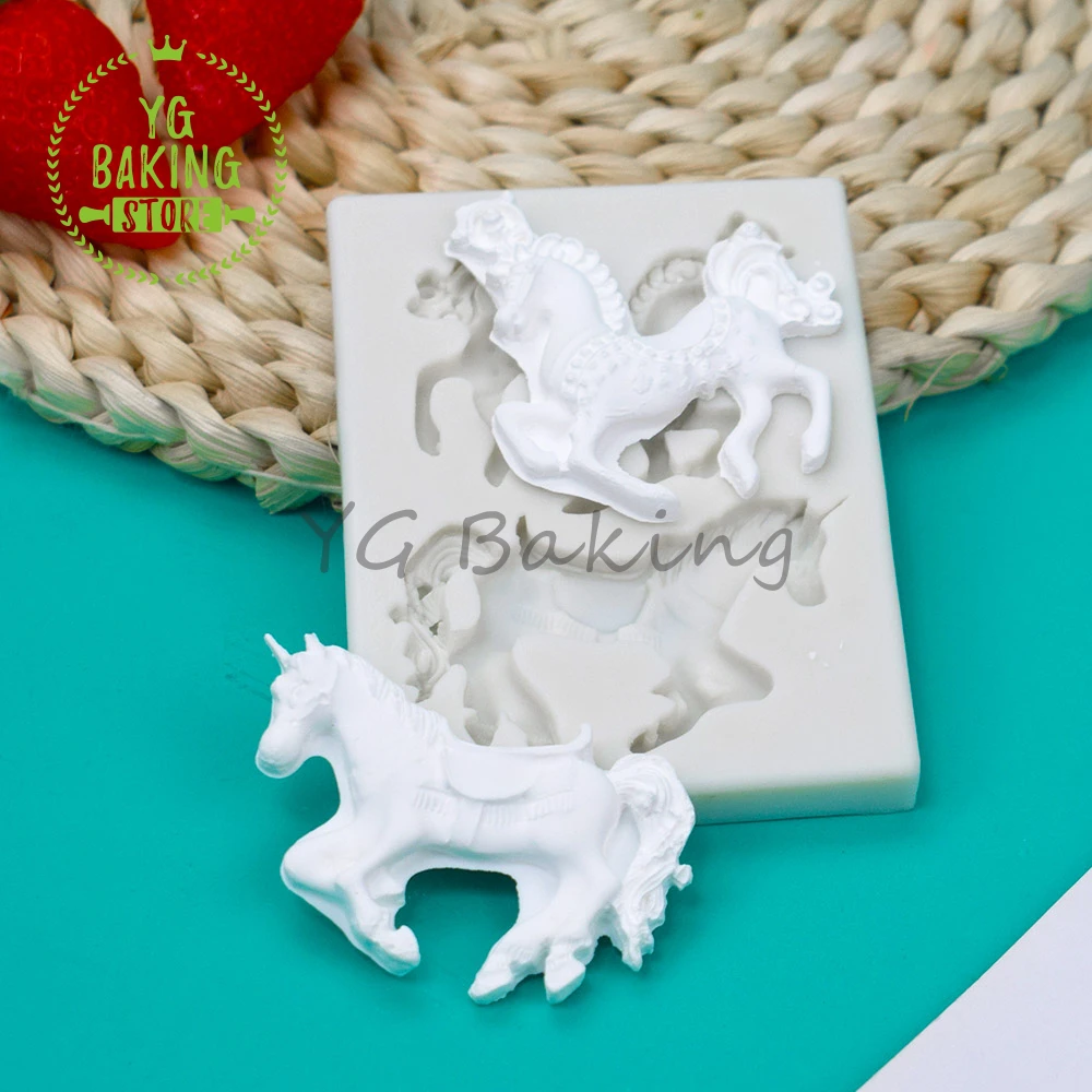 Dorica New Trojan Horse Design Silicone Mold Fondant Cake Decorating Tools Kitchen Accessories Bakeware Pastry Cake Mould