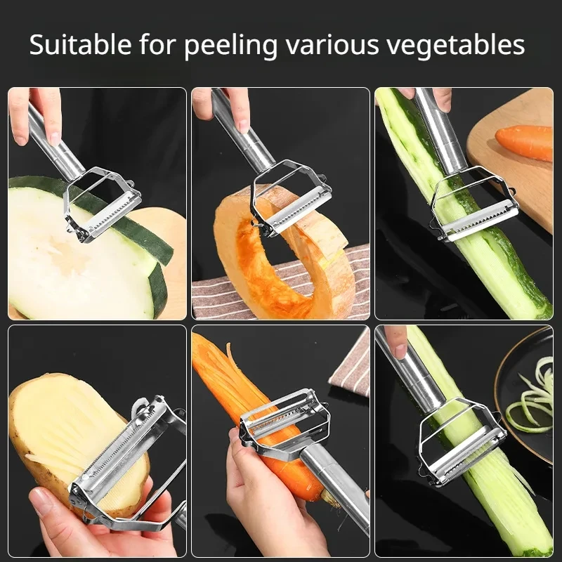 3pcs Multifunctional Vegetable Peeler Stainless Steel Potatoes Carrots Grater Fruit Peeler Cutter Melon Planer Kitchen Gadgets