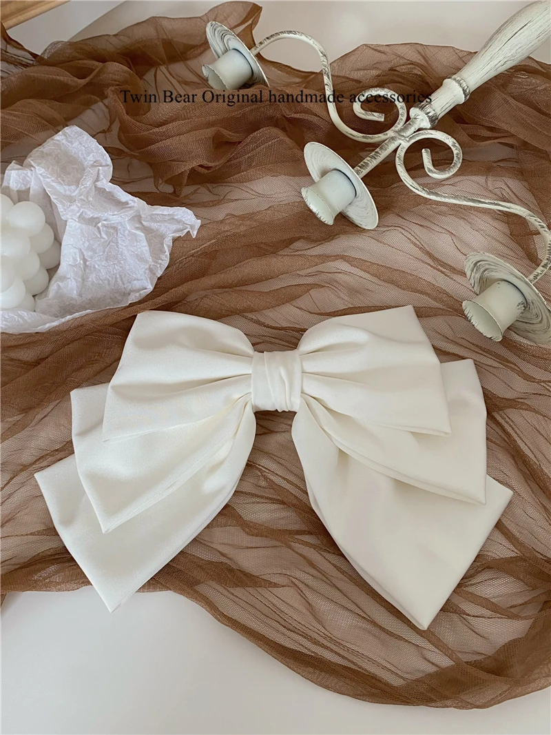 Fashion Solid Color Large Satin Bow Hairpins Barrettes For Women Girl Korean Hair Clip Hairgrip Headwear Hair Accessories Hot