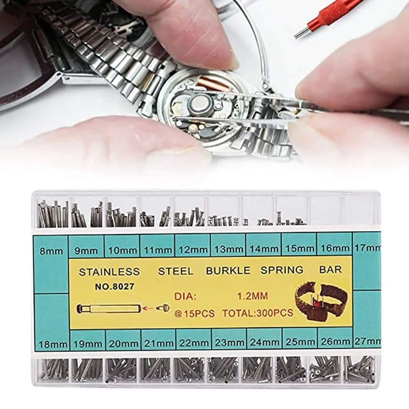 300 Pc Watch Repair Kit Raw Ear Rod Watch Fixed Shaft Clasp Buckle Parts Table Repair Tool For Strap Connecting Shaft