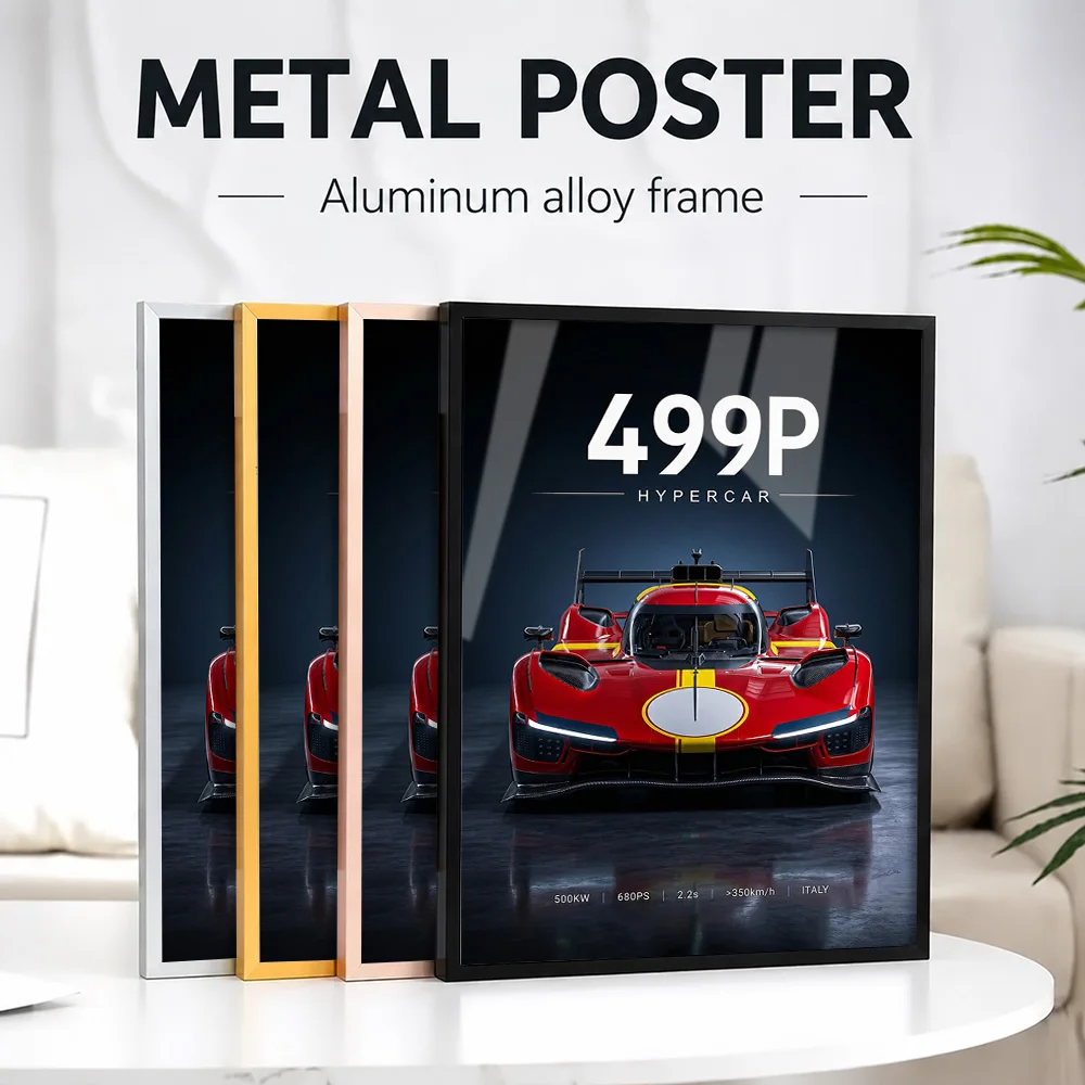 Sleek Race Italy 499P Hypercar Car Metal Poster With Aluminum Alloy Frame Personalized Photo Track Style Wall Art For Workshop