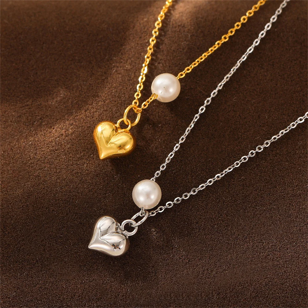 

Korean Niche Light Luxury Necklace for Women, S925 Sterling Silver, 3D Heart Pearl Pendant New Arrival Collarbone Chain