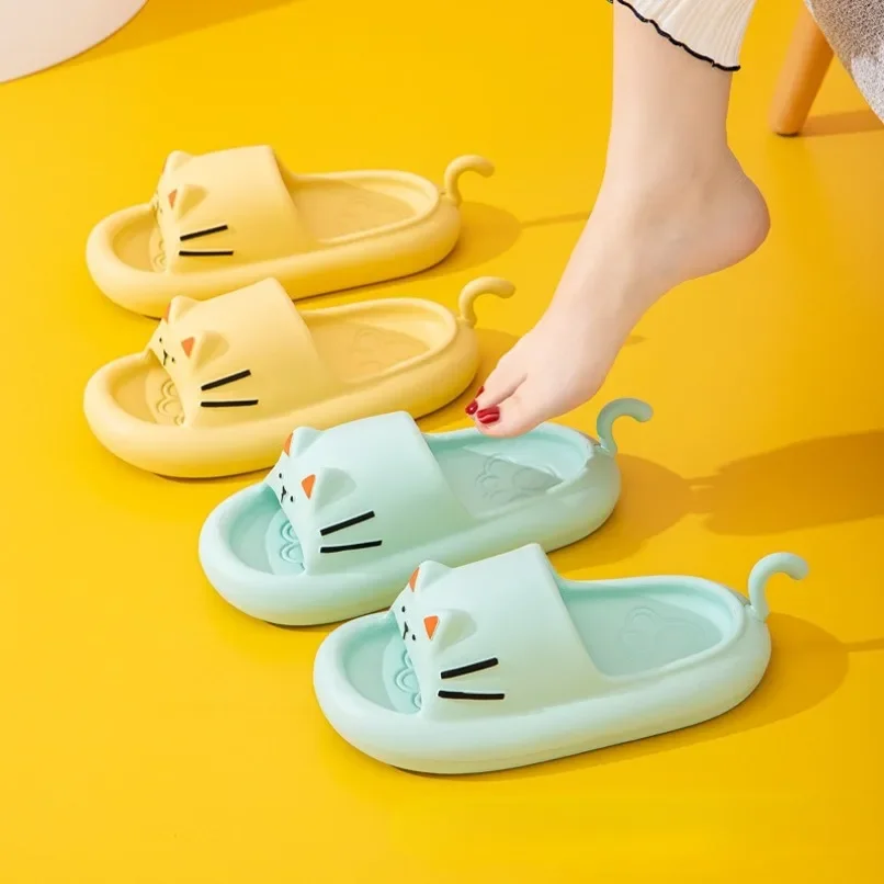 Slippers Women Cloud Flip Flop Summer Sandals Beach Cartoon Mouse tail Cute Kawaii Non Slip Home Men Ladies Female Shoes Slides