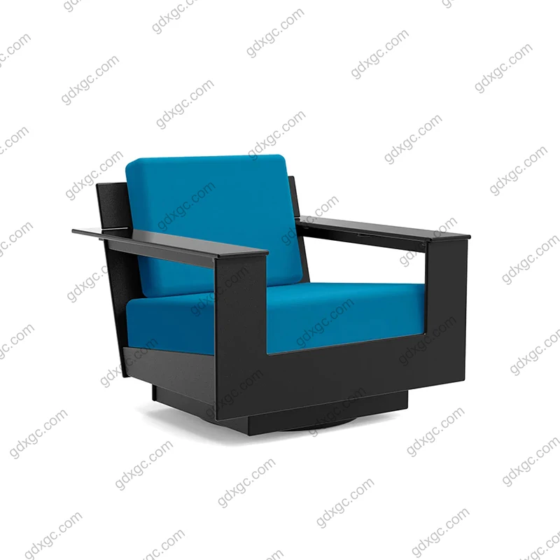 WPC Plastic Wood Outdoor Sofa Single Sofa With Cushion for Poolside Hotel Villa