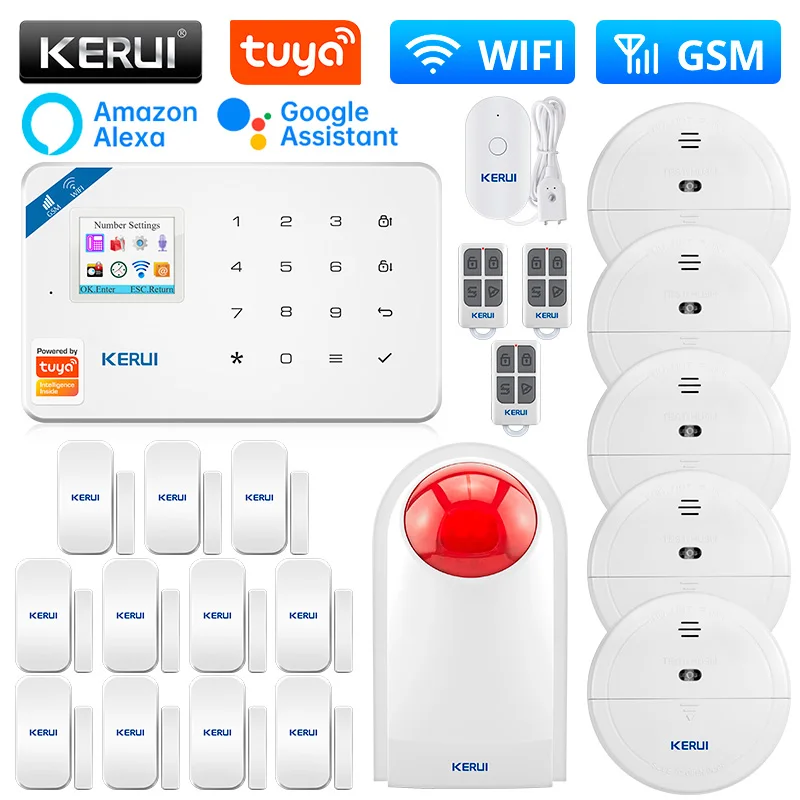 

KERUI W181 Alarm Kit with Motion Sensor Siren WIFI GSM Alarm System for Home Wireless Alarm Support Alexa Tuya Smart APP Control