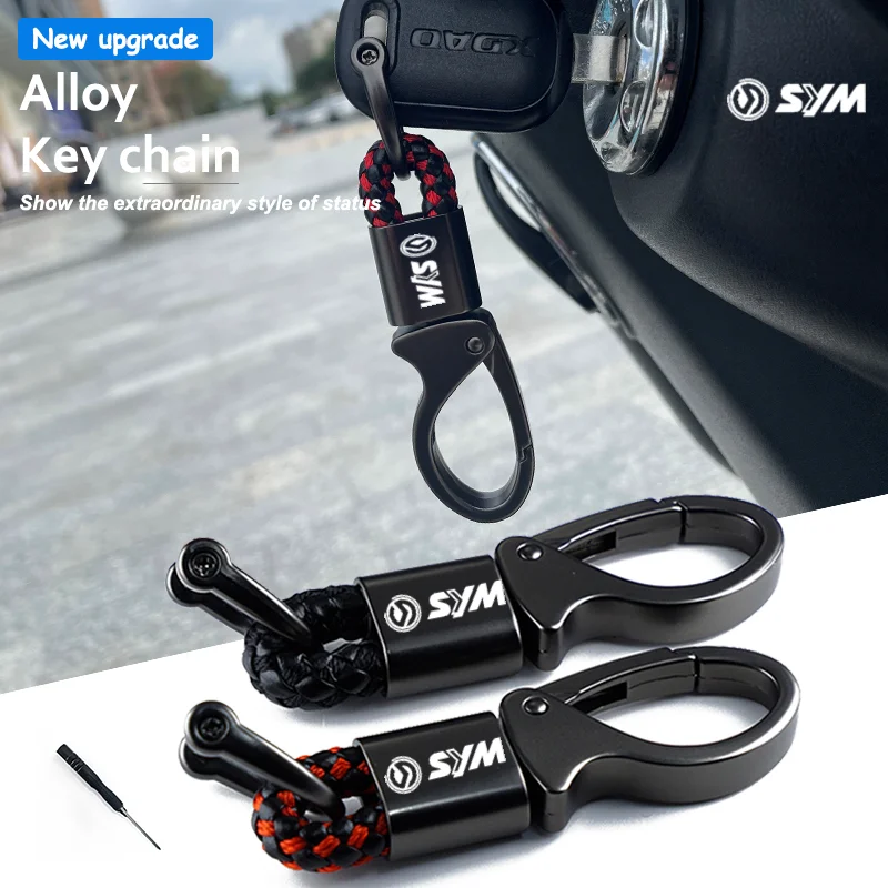 Für sym jp150 gr125 Geige 3 fnx150 maxsym 400i 600i Zubehör benutzer definiertes Logo Motorrad geflochtenes Seil Schlüssel ring Metall Schlüssel bund