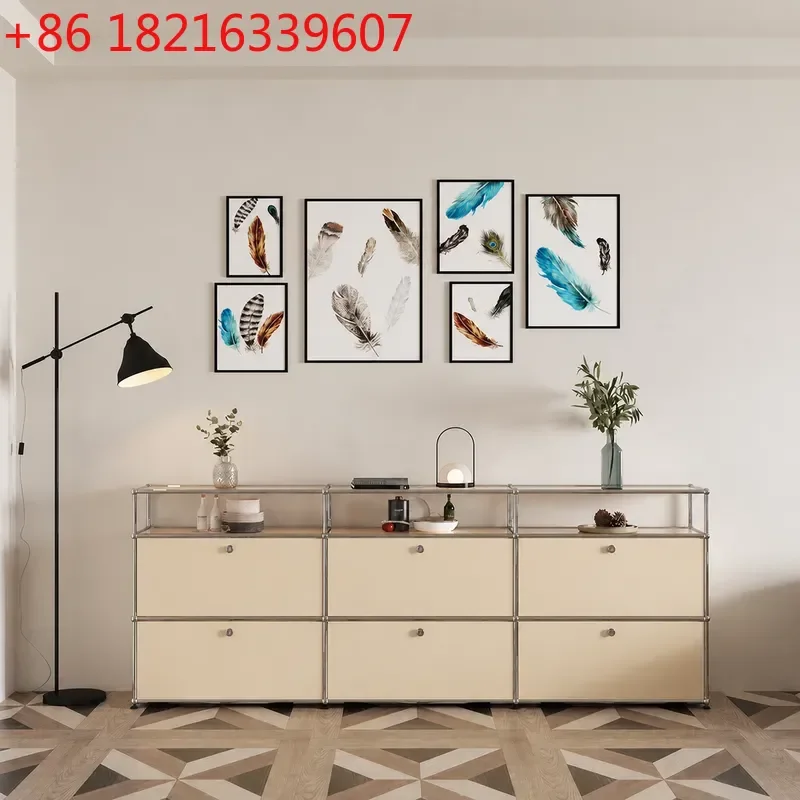 YAOMinimalist Modular Side Cabinet Stainless Steel TV Stand Storage Unit Modern Simple Design for Living Room Home Organization