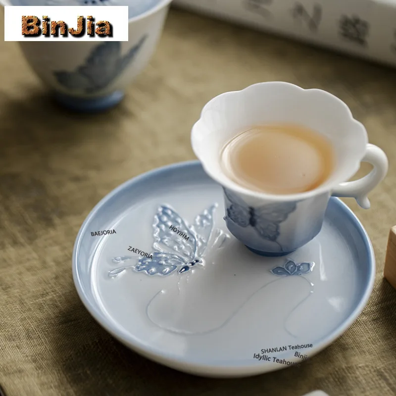 BAEJORIA Gradient Ramp Hand-painted Butterfly Pot Bearing Holder Zisha Pot Anti-scald Mat Dry Bubble Table Tea Tray Coasters