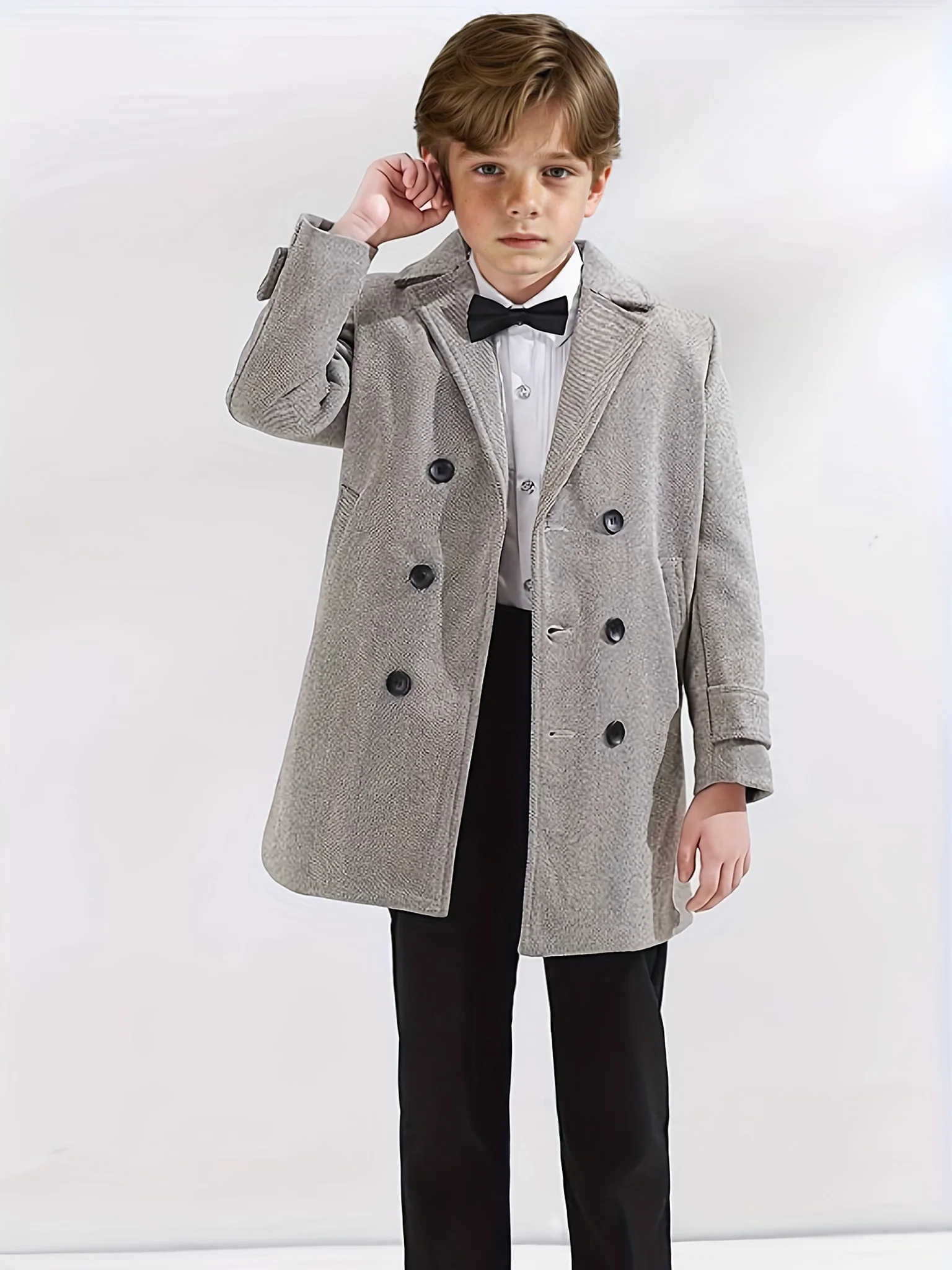 

Prince Boys Retro Thick Warm Winter Wool Coat Teenager Kids Photography Woolen Coat Children Windproof Outdoor Jacket 2-15Y