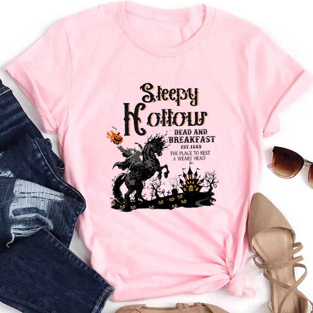 Retro Halloween T-shirt Sleepy Hollow Shirt Headless Horseman Shirts Halloween Horror Shirt Fall Tee Unisex Short Sleeves Top