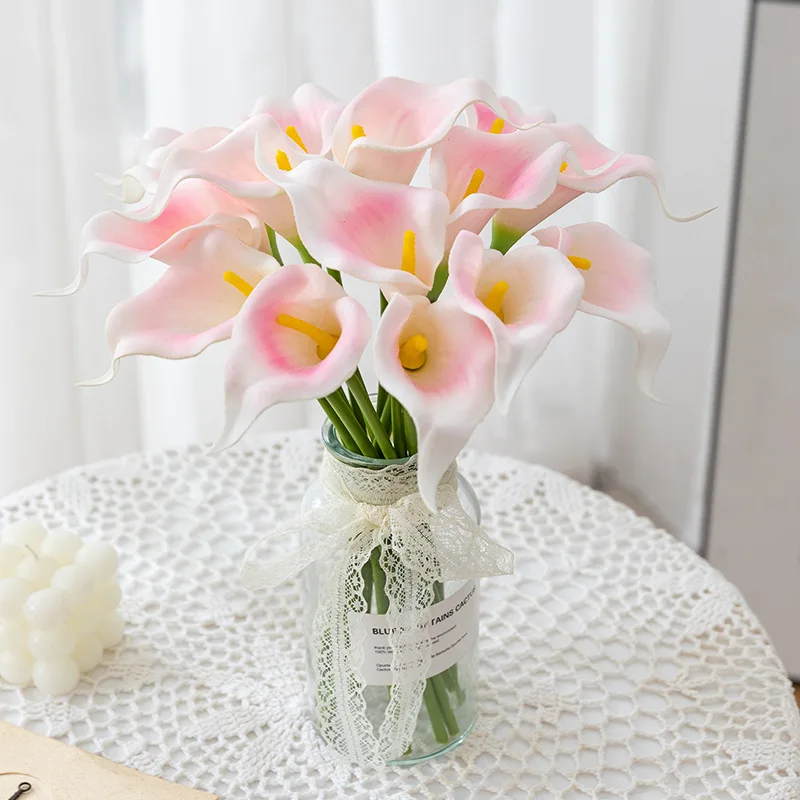 5/10pcs Real Touch Calla Lily Artificial Flowers White Wedding Bouquet Bridal Shower Home Floral Decor Artificial Flowers