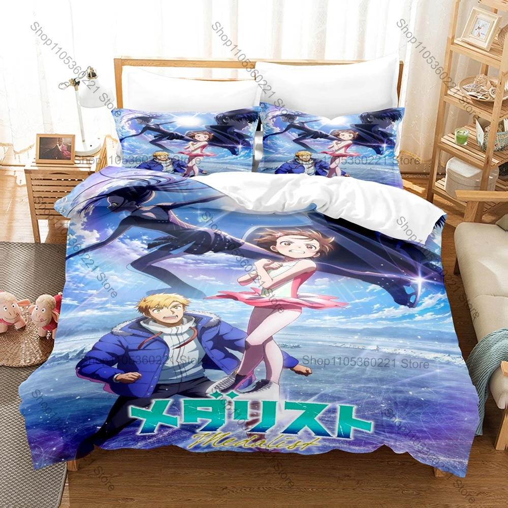 Popular Sports Anime Medalist Bedding Duvet Cover Set 3Pcs Fashion Pattern Bed Set with Pillowcases Home Textile Figure Skating