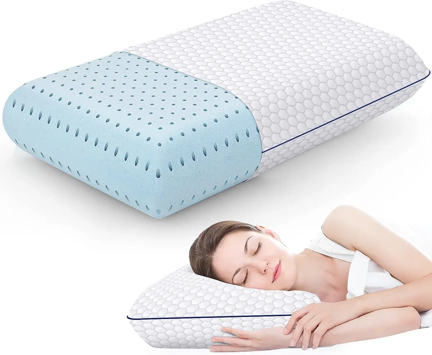 

Foam Pillows for Side, Back and Stomach Sleepers, Bed Pillow with Washable Cover and Breathable Mesh, Bed Pillow for Sleeping St