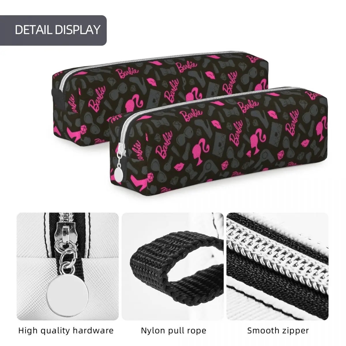 Barbi Lápis Casos para Meninas e Meninos, Pen Holder Bag, Material Escolar, Presente Rosa, Grande Capacidade