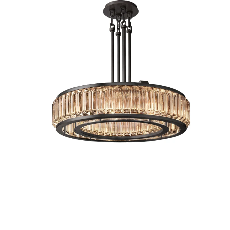 Candelabro de cristal de lujo europeo, lámparas colgantes redondas negras sobre el salón, electrodomésticos, Lustres, lámparas, iluminación para Villa