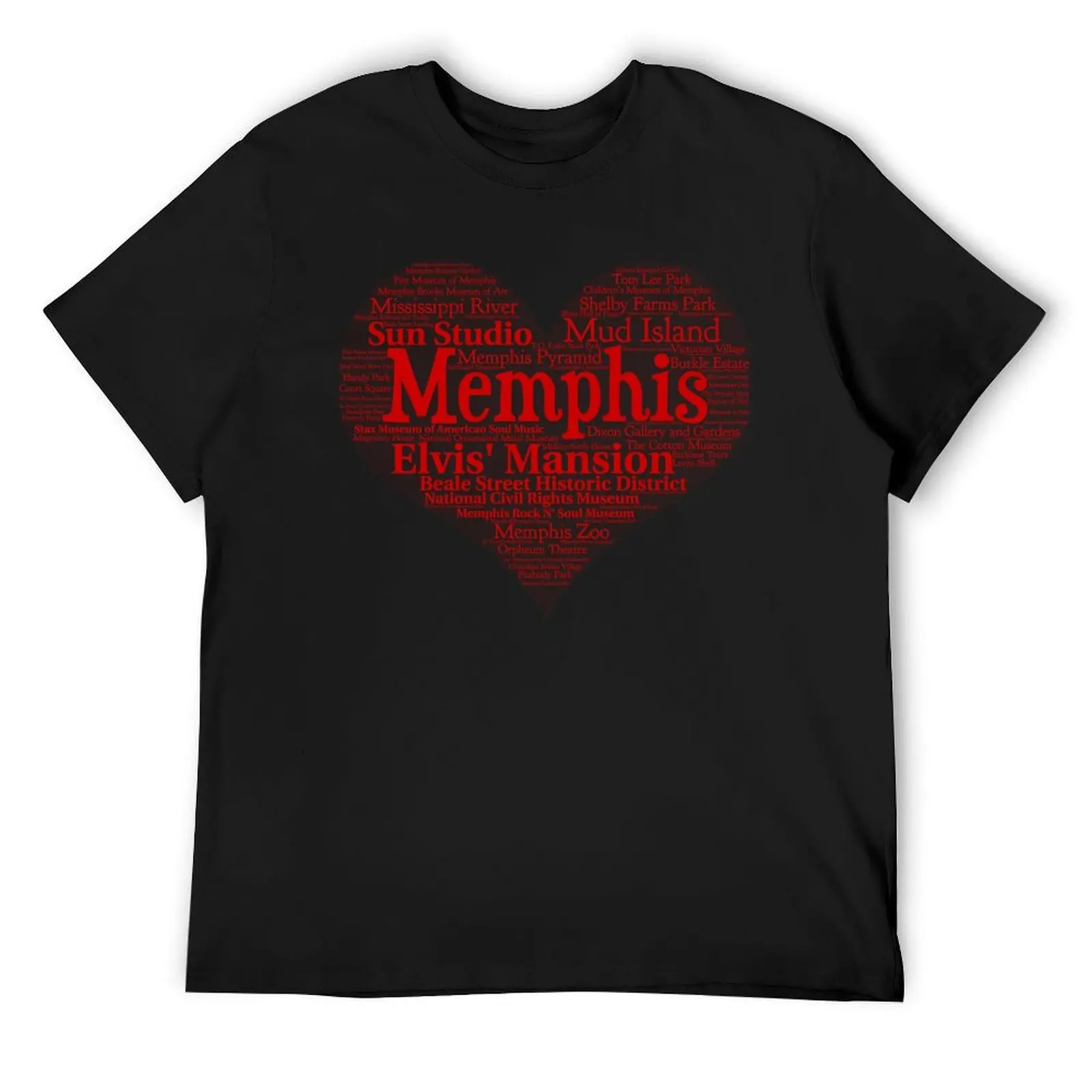 

Heart of Memphis Red Heart Word Cloud Products T-Shirt summer top sweat oversized t shirts for men