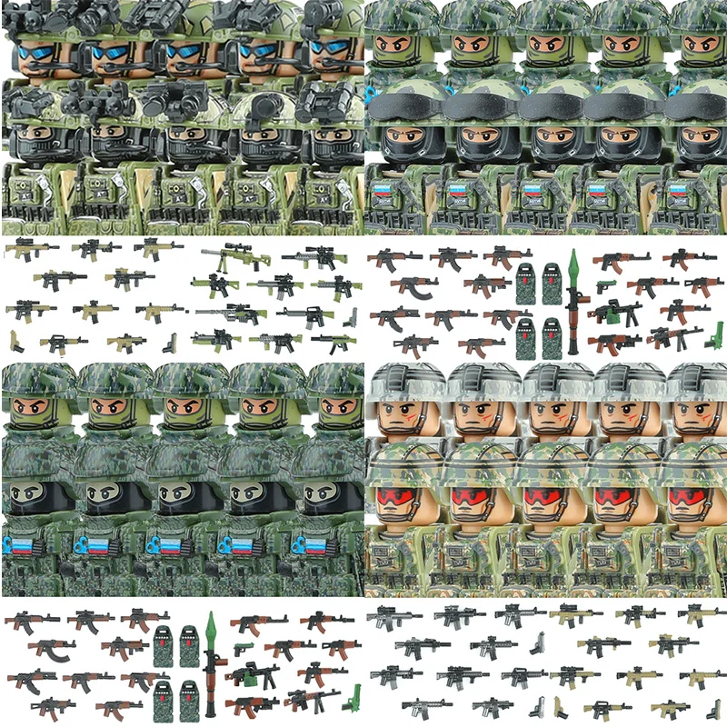 

City Commando Special Forces Military Figures Building Blocks SWAT US Ukraine Army Soldiers Assault Infantry Shield Weapons Toys
