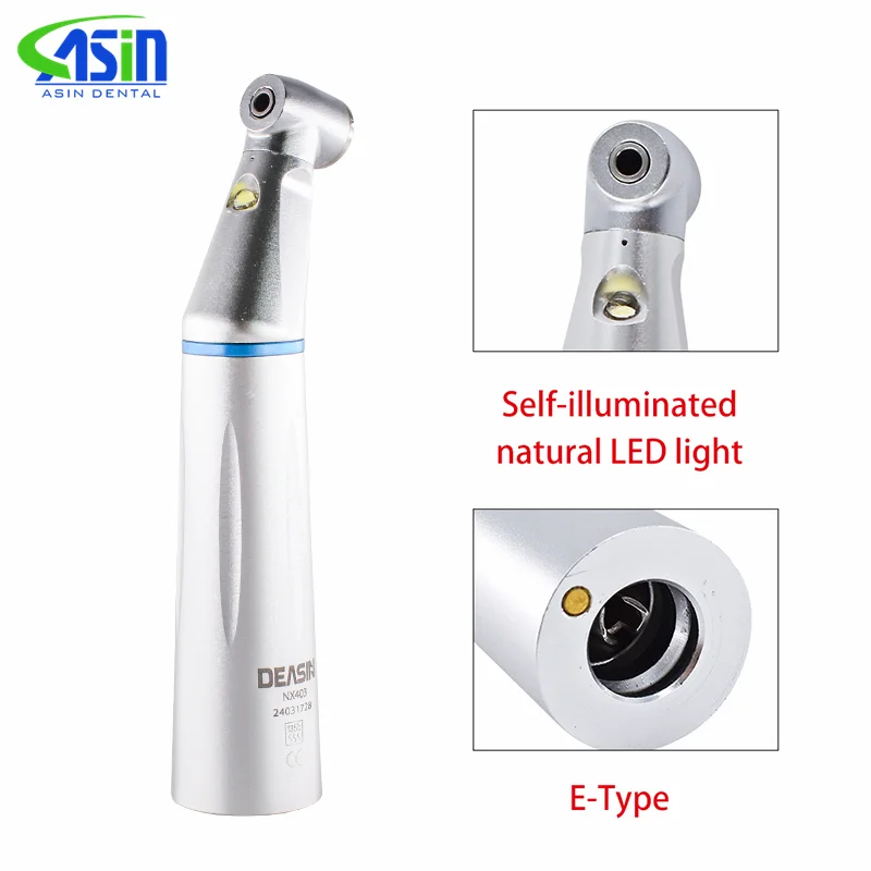 

Dental LED Light 1:1 Ratio Contra Angle E-generator Low Speed Handpiece Inner Water Spray E-Type dentistry