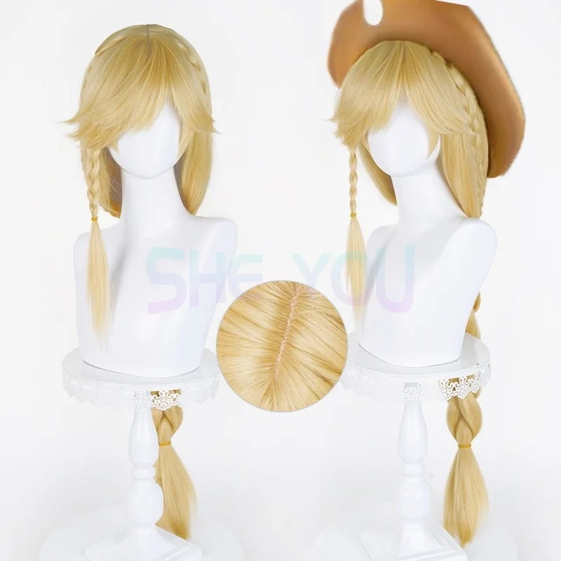 AJ Apple Jack Cosplay Wig Golden Wig Cosplay Anime Heat Resistant Synthetic Wigs for Halloween Carnival Party Costume