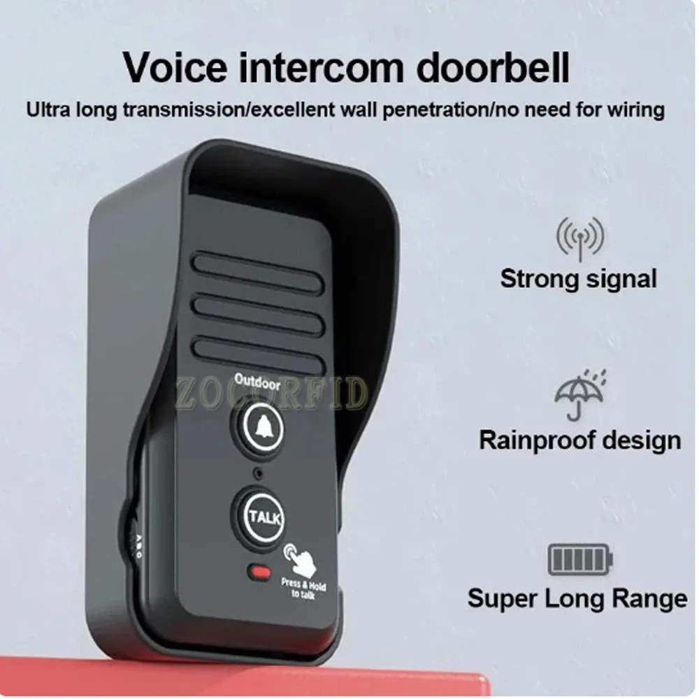 Draadloze Voice Intercom Deurbel Telefoon Ultra-Lange Afstand Bellen Machine Gebouw Waterdichte Belapparatuur Thuis