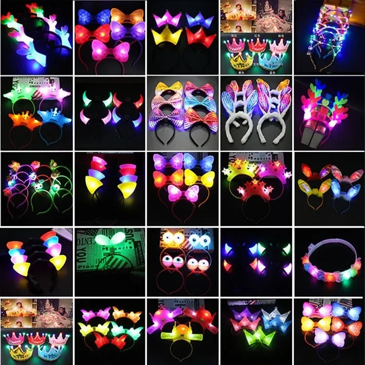 

Luminous LED Cat Ears Tiara Crown Headband Rabbit Hairband Bowknot Glow Head Wear Head Band Gift Cosplay Birthday Wedding