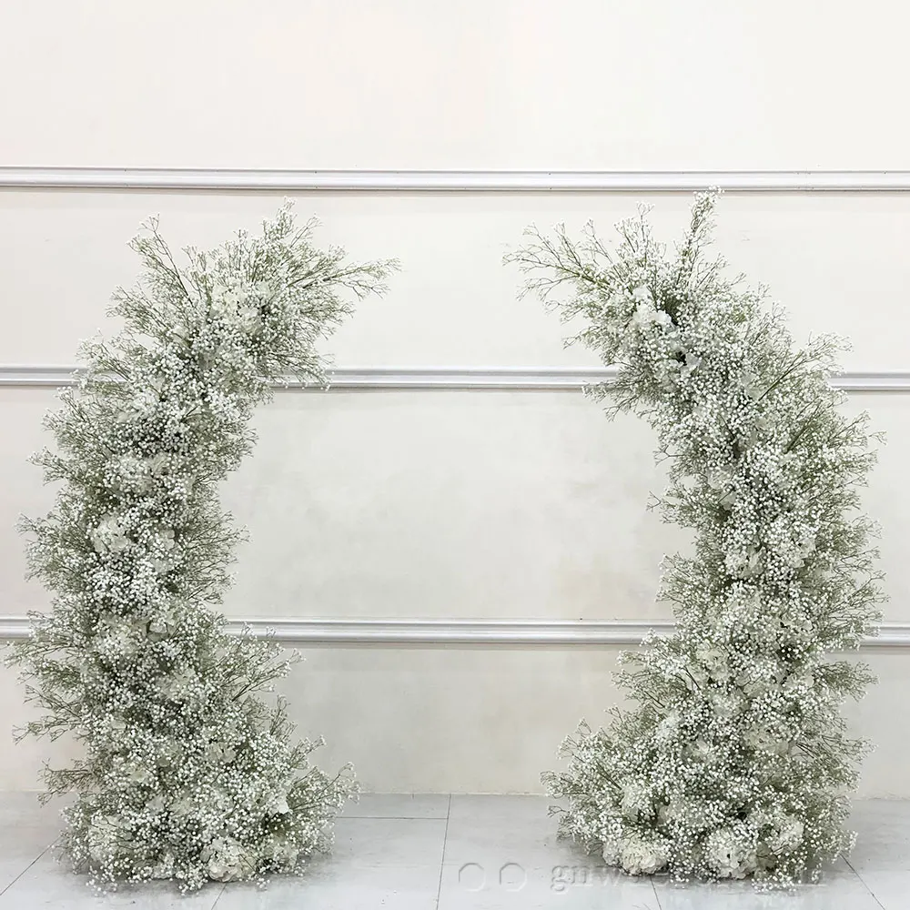 Wholesale Decorative Silk Flower Supplies Artificial  Events Wedding Heart Shaped Moon Gate Arch