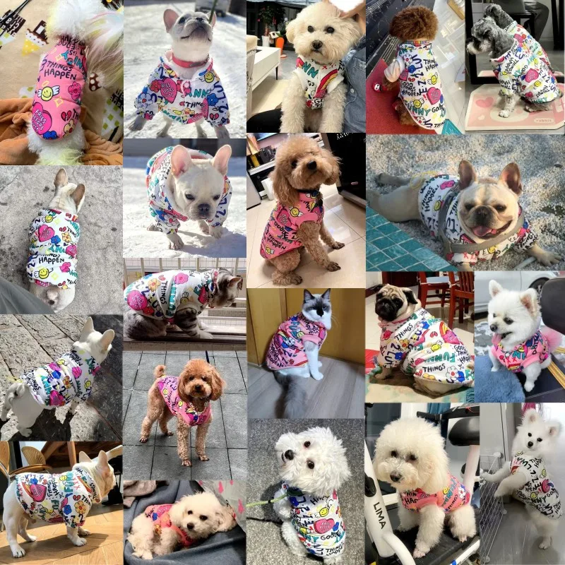 Winter Pet Dog Clothes Luxury Dog Down Jacket Warm Soft Padded Puppy Jacket Coat Cute Pirnt Cat Jacket Pet Vest Coat Dog Outfits