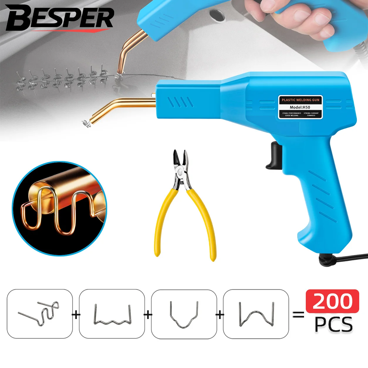 50W Plastic Welding Repair Kit with Staples, Hot Stapler Plastic Repair Gun for Car Bumper Repair