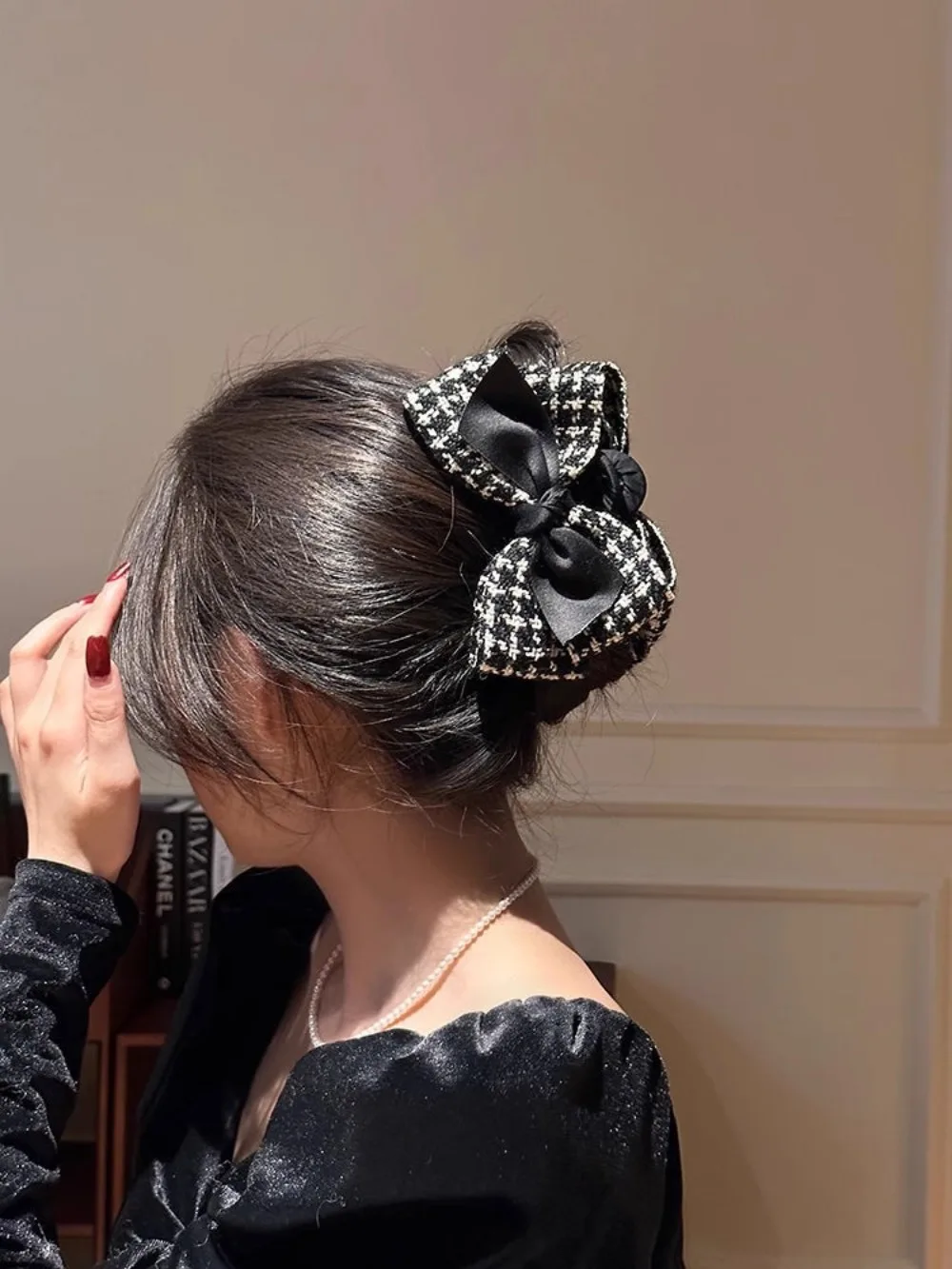 1pc Xiaoxiangfeng Qianniao Grid Große Halteklammer Bogenförmige Haarspange High-end-Gefühl Licht Luxus Stil Hinterkopf – Detail 5