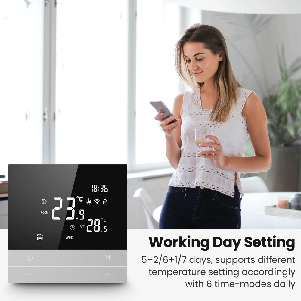 AVATTO Tuya WiFi Electric Floor/Heating Water/Gas Boiler Temperature Controller，Smart Thermostat For Google Home, Alexa, Alice