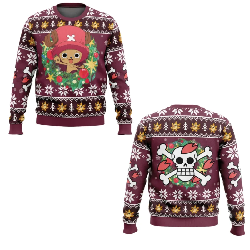 

New Sweater Japanese Anime Luffy Zoro Bandai One Piece 3D Hoodie, Christmas Jersey, Round-neck Shirt for Men and Children