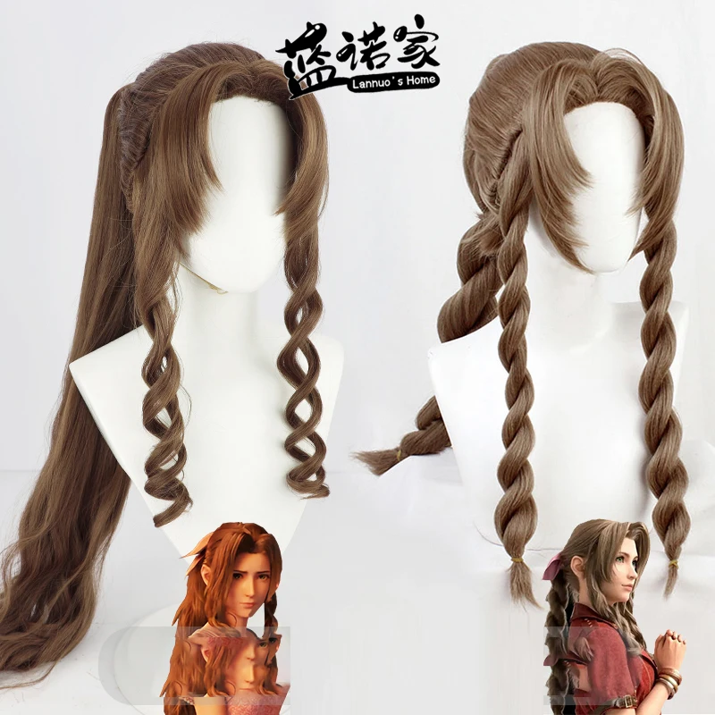

Anime Game FFinal Fantasy VII Remake Aerith Gainsborough Cosplay Wig Heat Resistant Synthetic Hair Halloween Party Role Play