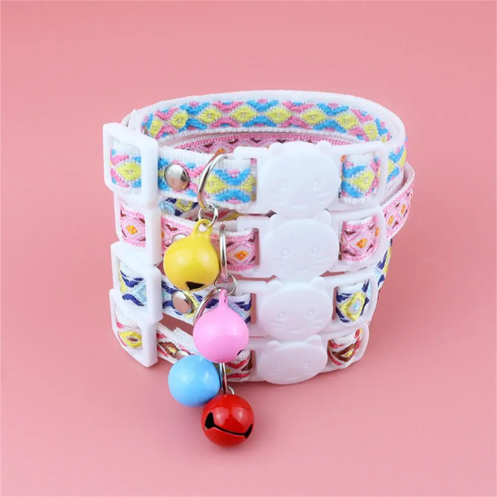 Safety Necklace Anti-choking Pet Supplies Ethnic Jacquard Cat Collar Adjustable Cat Collar With Bells