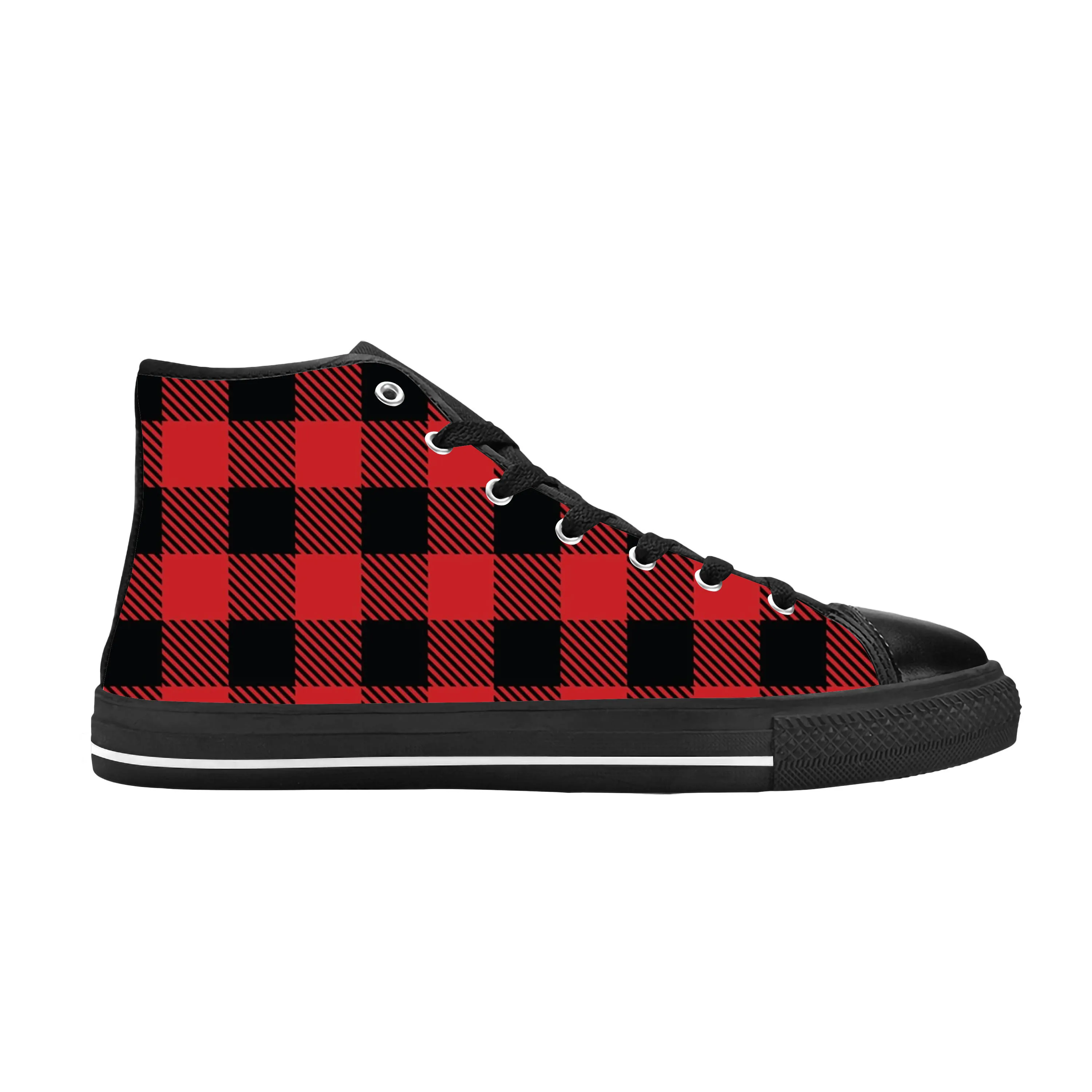 Rode Buffalo Schotse Stewart Clan Tartan Plaid Casual Doek Schoenen Hoge Top Comfortabele Ademende 3D Print Heren Dames Sneakers