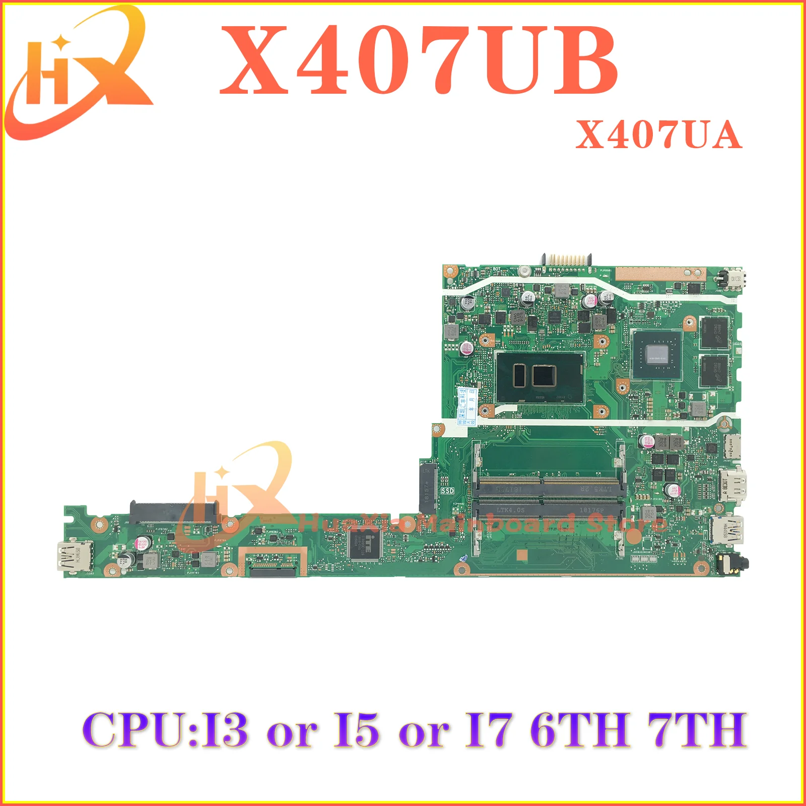 X407UB Mainboard FOR ASUS X407 X407M X407UBF X407UA A407 Laptop Motherboard With I3-I5-I7-6th 7th Gen CPU 100% Working