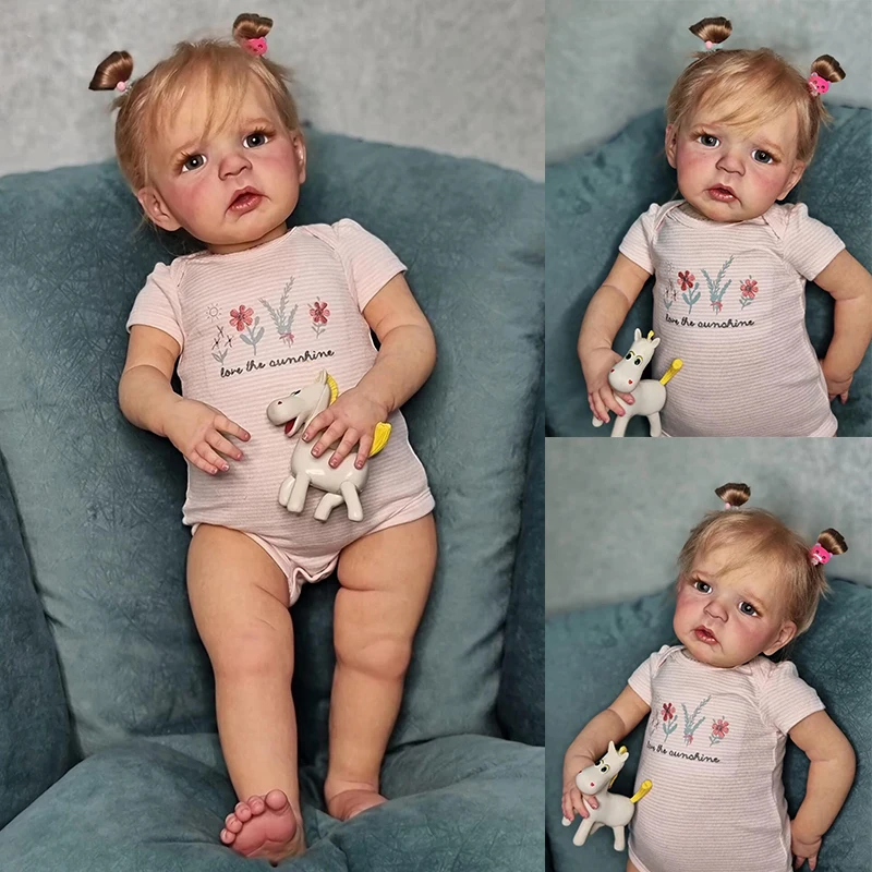 24inch Sandie Soft Cotton Body Lifelike Reborn Doll Multiple Layers Painting 3D Skin Visible Veins With Hand Root Hair Art Doll