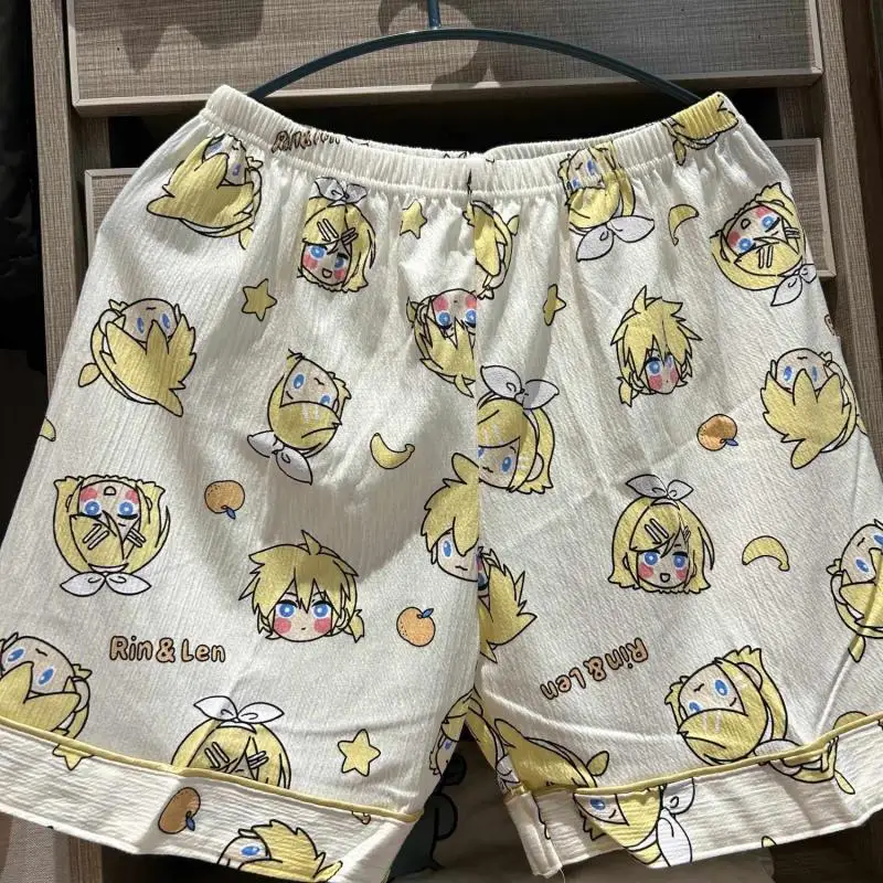 Kagamine Rin Len Summer Pajamas Anime Cartoon Sanrio Short Sleeve Thin Pajamas Student Summer Cotton Home Clothes Girls Pajamas﻿