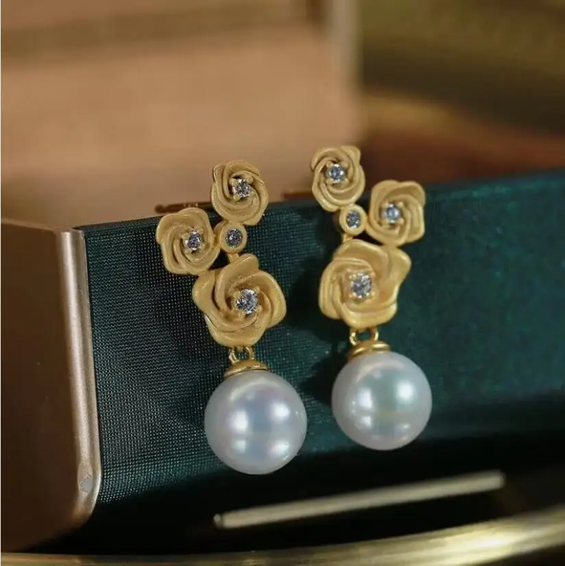 

Классическая пара круглых висячих сережек с белым жемчугом Южного моря 9-10 мм 10-11 мм 925s