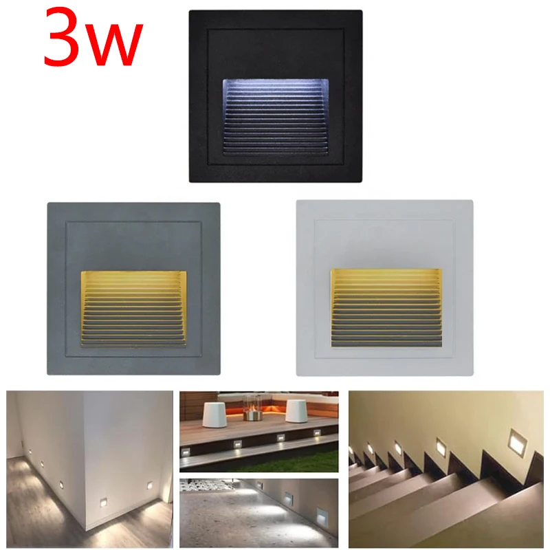 

3W LED wall Aluminum stair light embedded LED step light channel corner light AC85~265V outdoor waterproof
